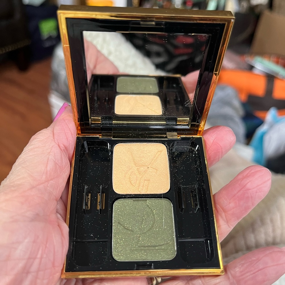 YSL Ombres DuoLumieres Green/Cream Eye Shadow Duo. No Brushes. Tester. New.